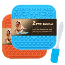 Lick Mat for Dogs - Slow Feeder Licking with Small, 2PCS Blue Orange