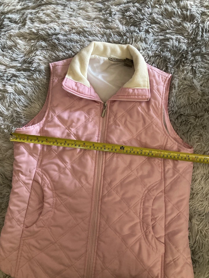 Jane Ashley Light Pink Puffer Vest Fill Zip With Pockets Size Medium - Image 3 of 4