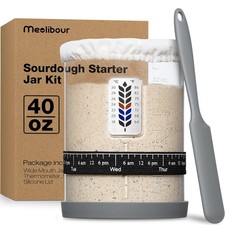 Premium Pro Sourdough Starter Jar Kit - 40oz Large Wide Mouth Clear