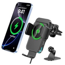 Wireless Car Charger, 15W Fast Charging Auto Clamping Auto Alignment Black