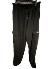 DREAM USA MEN'S FLEECE CARGO SWEATPANTS HEAVYWEIGHT MENS SIZE LARGE BLACK