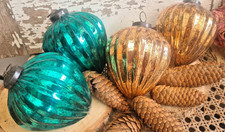 Zapfen Weihnachtskugel petrol blau  rose gold Glas Weihnachtsdeko Weihnachten