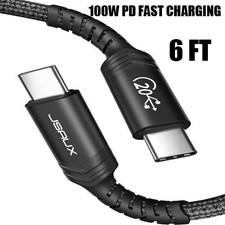 100W USB C To USB C Fast Charging Dual Type C Data Sync Cable 6FT