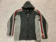 KYBER OUTERWEAR  Mens Fleece Lined 100% Wool Knit Sweater Jacket M Hooded