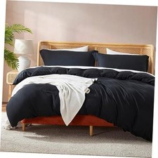 Black California King Duvet Cover Sets - Soft Double Brushed Cal King Duvet