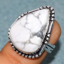 925 Silver Plated Howlite Ring US 6.5 New Year Gift Limited Stock Deal JW