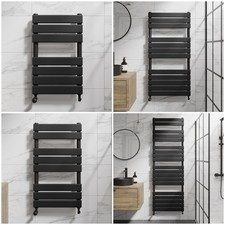 Heated Towel Rail Racks Radiator Bathroom Designer Flat Panel Rad Matt Black