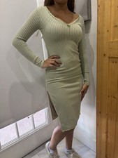 Women’s Planet Heart Ribbed Midi Sweater Mint Dress Sz Small