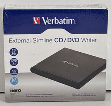 Verbatim 98938 External Slimline CD/DVD Writer USB 2.0 Black NEW Sealed