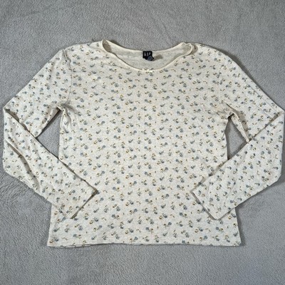 Vintage Y2K Gap Top Women's Size Large Floral Long Sleeve Mini Box Boho Cotton