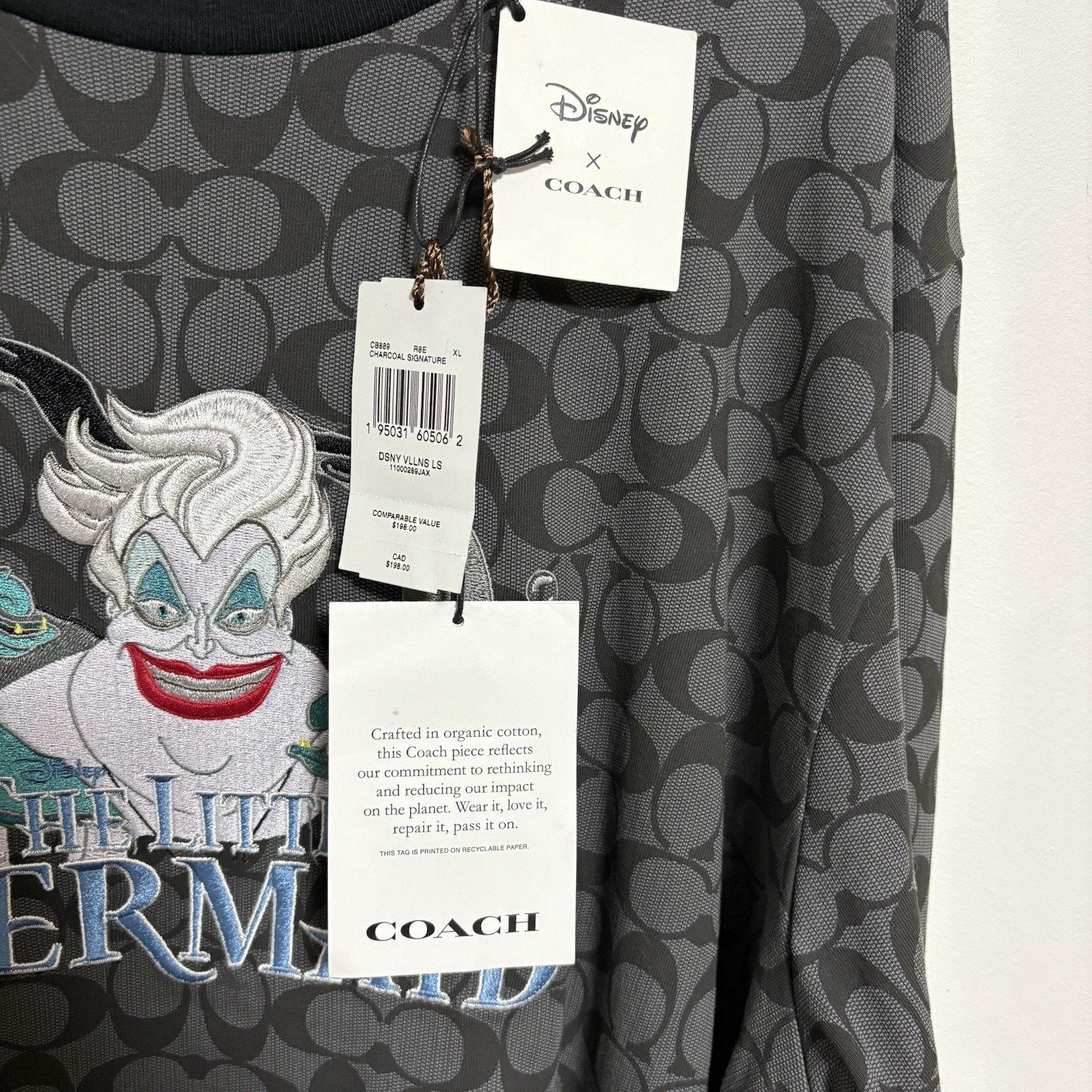 COACH x Disney Villains Signature Ursula Long Sleeve Shirt Men’s XL image 5