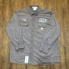Carhartt FR Gray Long Sleeve Shirt Button Up Flame Resistant Men 2XL Reg Work