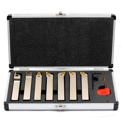 5/8''Shank Nickel Plated Indexable Lathe Turning Tool Holder 7 Pieces/Set,Heavy-D