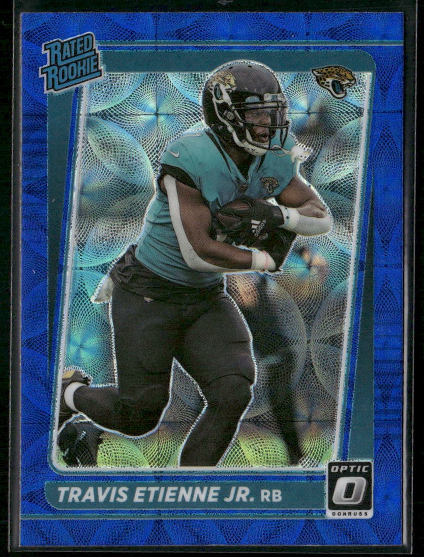 2021 Donruss Optic #214 Travis Etienne Jr. Blue Scope