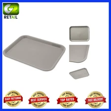Durable 10" x 14" Gray Cafeteria Tray with Textured Grip - Self-Bussing Design