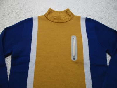 QED Style Sweater Womens Small Multicolor Merino Wool Mock Neck Zip Pocket
