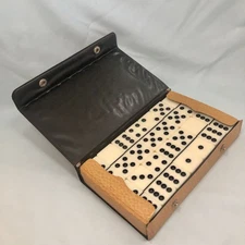 Vintage Double-Six Jumbo Domino Set in Vinyl Pouch