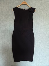 Dorothy Perkins 10 black pleated bodycon knee-length dress Ruffle Sleeveless