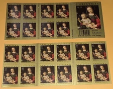Two (2) x 20 = 40 of MADONNA & CHILD 41¢ US Christmas Stamps by B. Luini # 4206a