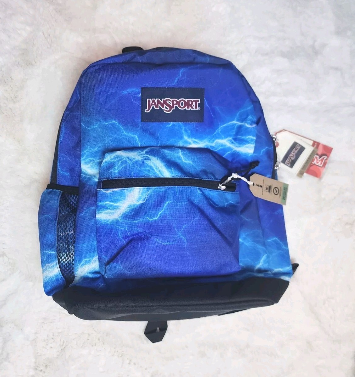 JanSport Backpack Unisex Blue Black It's Electric Cross Town Plus 17" NWT