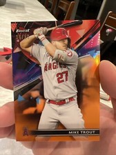 2021 Mike Trout Orange 14/25 Topps Finest Refractor Base # 57 Angels MVP