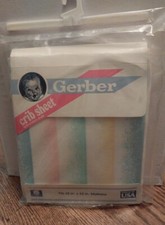Vintage '89 New Gerber Baby Crib Sheet Rainbow Pastels 28X52 Cotton fitted Sheet