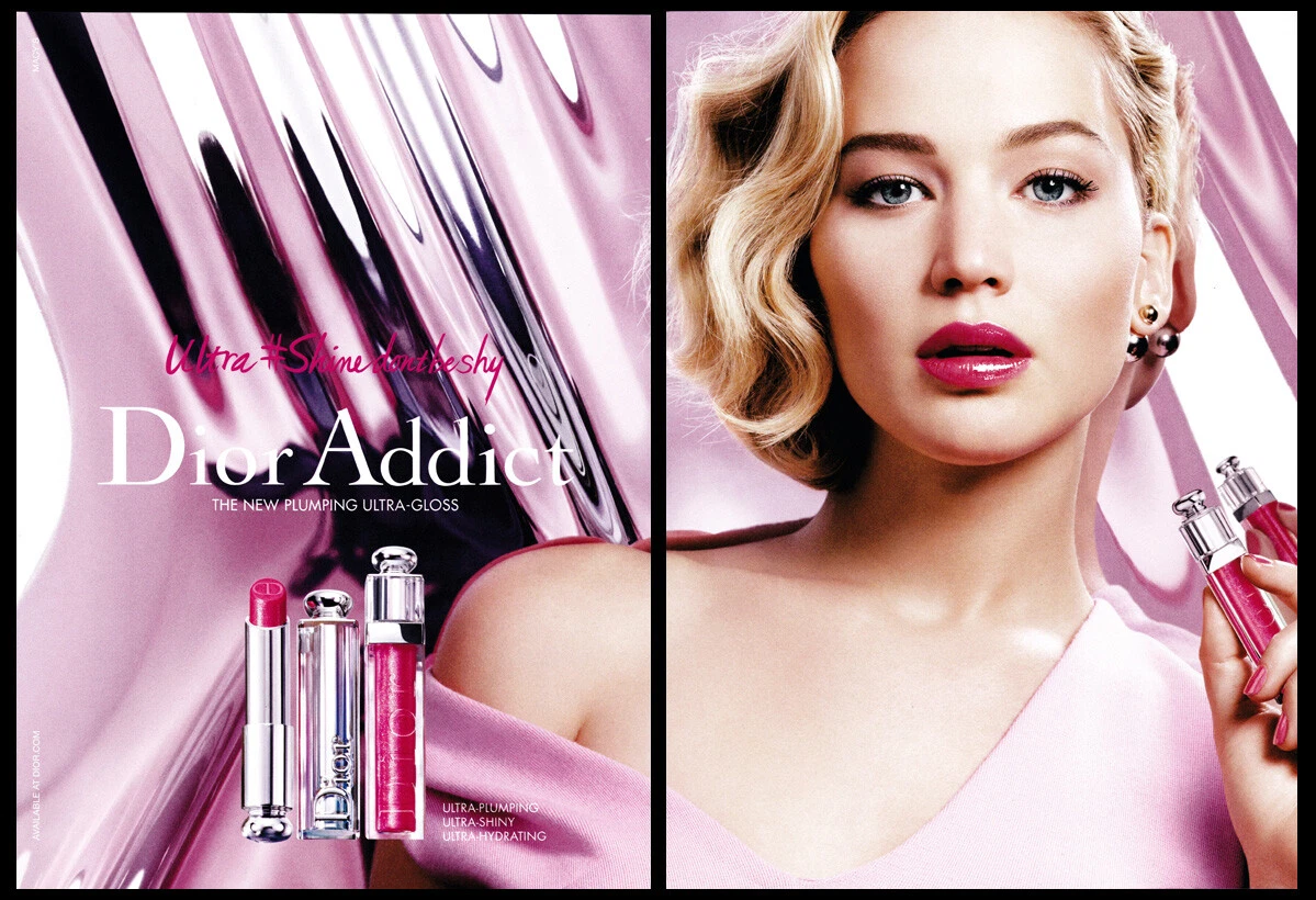 Publicité Jennifer Lawrence 2 pg clipping 2016 pour Dior Addict Lipshine