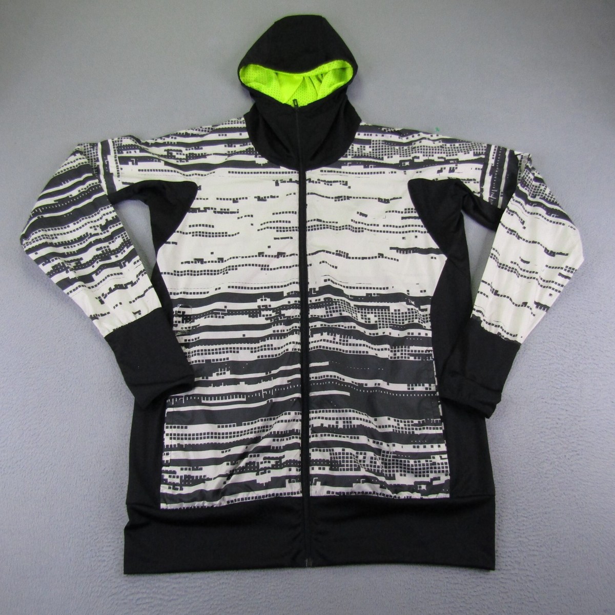 Adidas Jacket Mens Large Black White Windbreaker Soccer Tack Coat