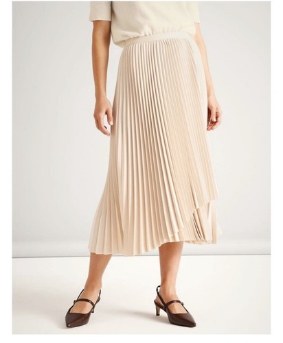 Basque Petites Wrap Pleat Midi Skirt Stone Beige Size 10 AU Chic/Work RRP $130 - Picture 3 of 5