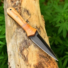 Custom Handmade Double Edged Dagger Knife With Leather Sheath