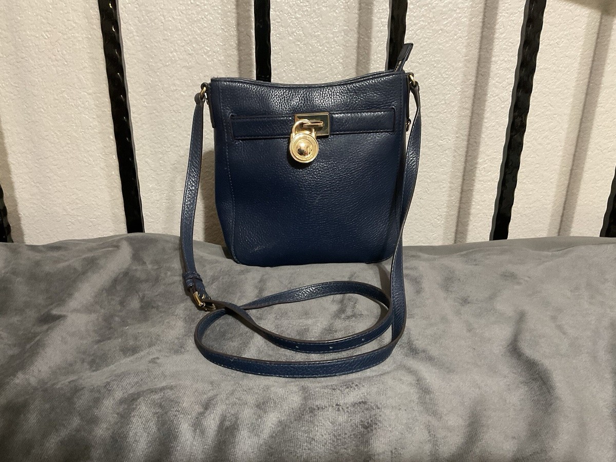 マイケル・コース Michael Kors Leather Hamilton Traveler Crossbody Navy Blue Bag | eBay