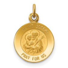 14k Yellow Gold Saint Joseph Medal Charm Pendant Perfect Gift for Her