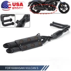 Full Exhaust System Double Mufflers Slip On For Kawasaki Vulcan S650 2015-2025