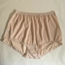 NWT Plus Size Beige Carole Lace Trim Nylon Panties. Roomy Size 11
