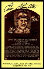 Enos Slaughter Hall of Fame HOF Plaque Postcard Auto Autograph JSA *d2