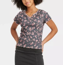 NEW Art Class Girls' Short Sleeve Notch-Front T-Shirt Size Medium (7/8)