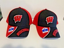 Vintage NCAA Wisconsin Badgers KIDS 2 - HATS Sewn NEW by FAN FAVORITE OSFA