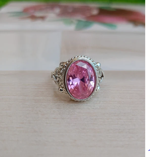 Anillo de piedra de cuarzo rosa hecho a mano anillo de plata de ley 925 maciza todos los tamaños R313 Foto 3 de 4