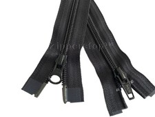YKK 5 Nylon Coil Two-Way Jacket Zipper Color Black - 30", 36", 48", or 72"