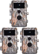 3 Pack 48MP 1296P Trail Cameras Time Lapse Night Vision No Glow Waterproof Cam