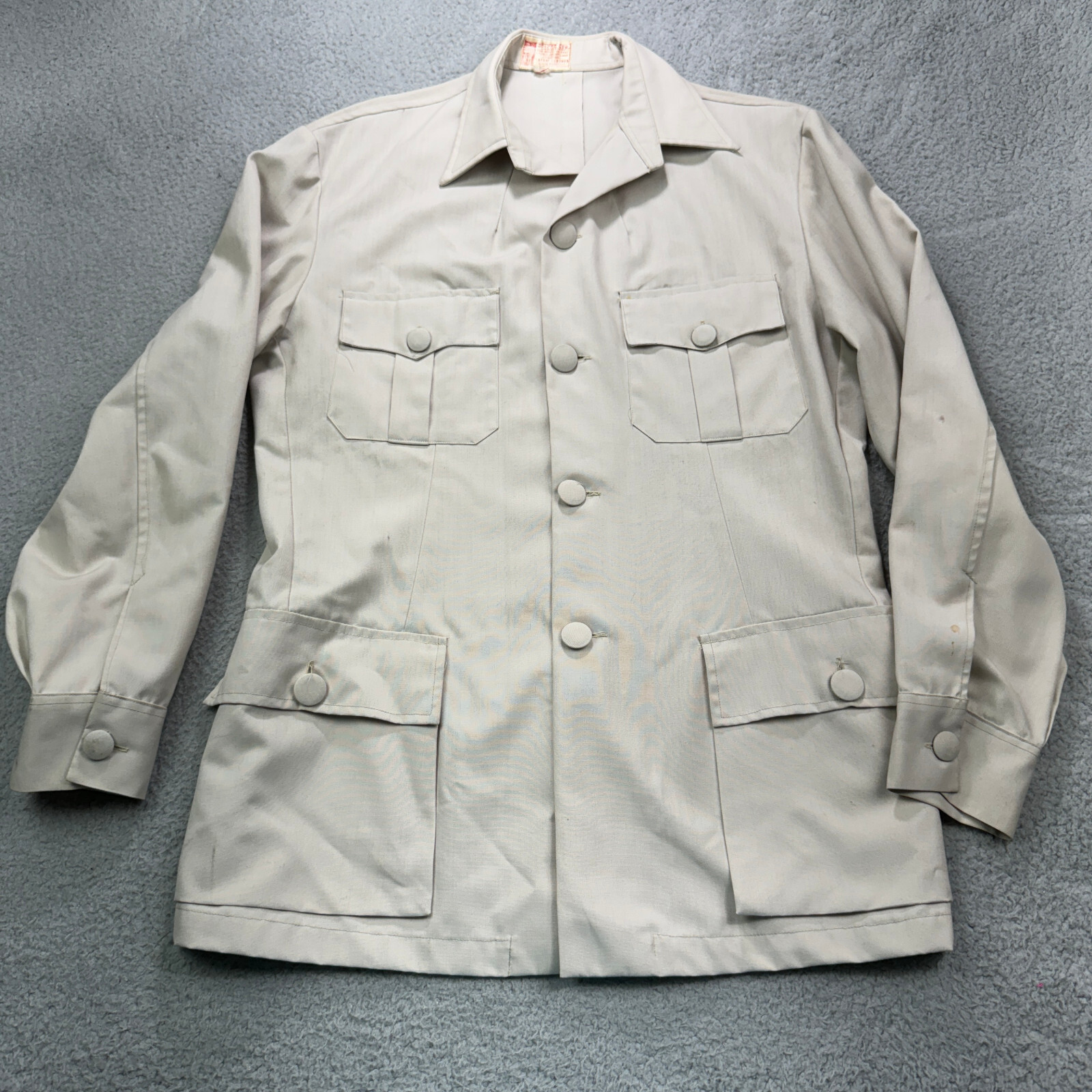 Colpro Safari Jacket Genuine Men S/M Beige Button Up … - Gem