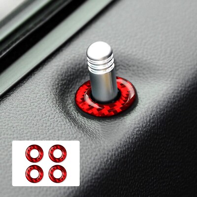 4pcs Red Real Carbon Fiber Interior Door Lock Ring Trim Fits 11-23 Chrysler 300