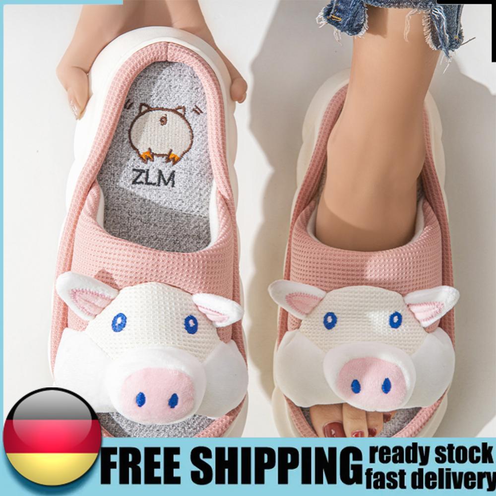 APL Pantofole Donna con Dolce Maialino Pantofole in Lino Antiscivolo per Quattro