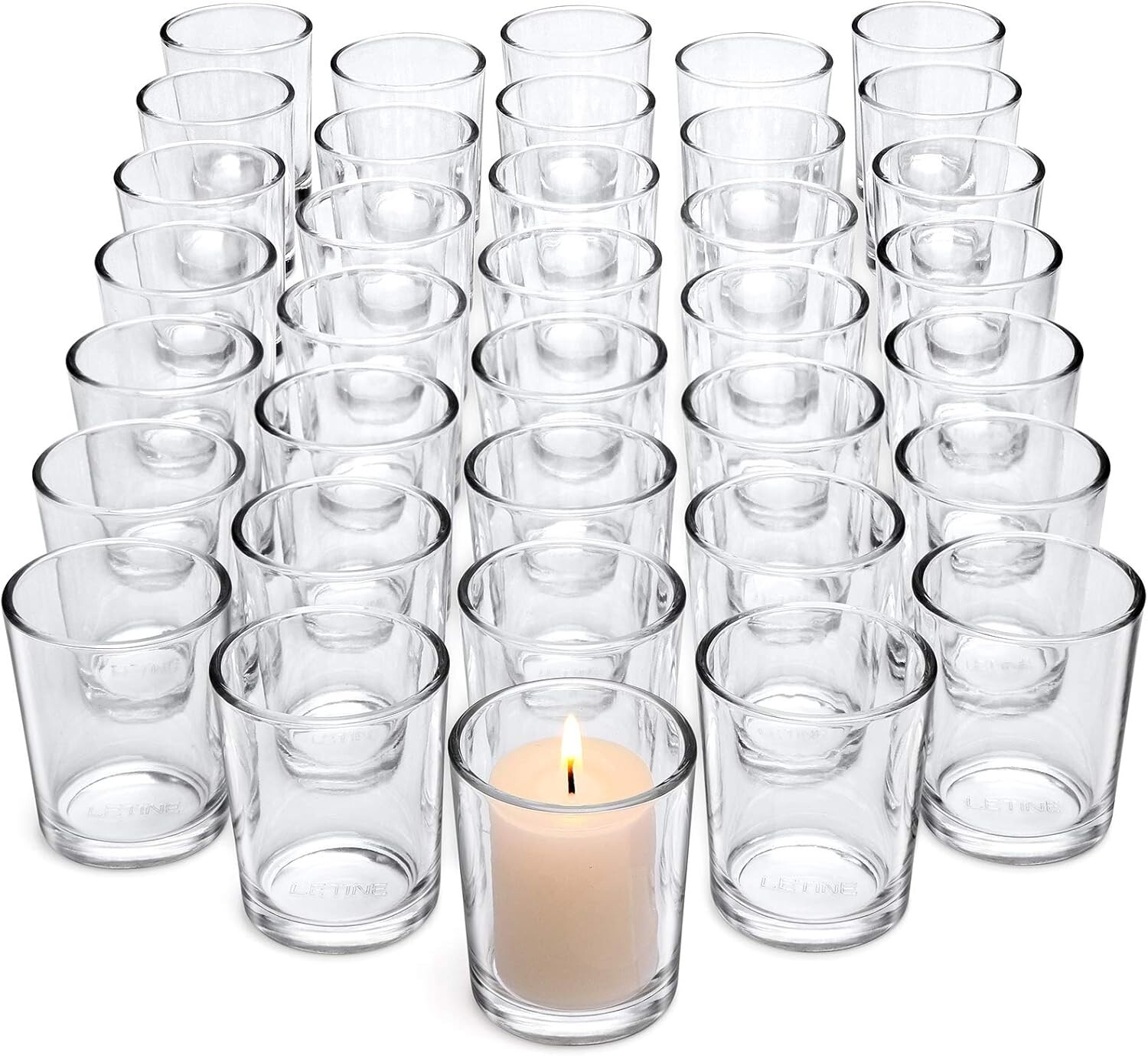 72-Piece Polished Glass Votive Candle Holders for Weddings & Events