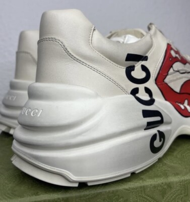 NEW 100% AUTH GUCCI RYTHON LIPS KISS LEATHER SNEAKERS IVORY NEW 100% AUTH GUCCI RYTHON LIPS KISS LEATHER SNEAKERS IVORY