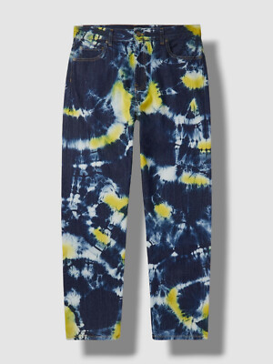 $860 Alanui Men's Blue Moonrise Tie Dye Wide-Leg Jeans Pants Size 33