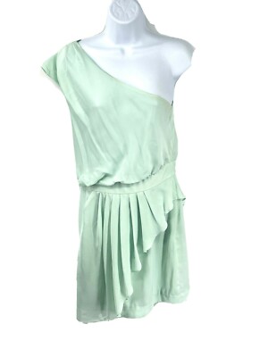 BCBG Generation Womens Dress Mint Green Sz 6 Blouson One Shoulder Greek Chiffon