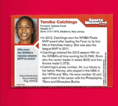 2013 SI Sports Kids TAMIKA CATCHINGS Girls Basketball, Indiana