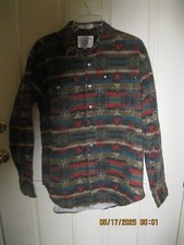 Vintage John Ashford Mens L Aztec Denim Long Sleeve Button Down Shirt (J-24)