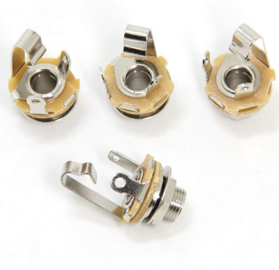 4-Pack 1/4'' Female Guitar Input Jack 6.35mm TS Mono Socket Panel Mount